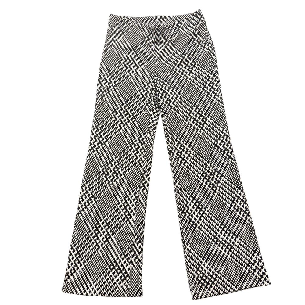 Chicos Houndstooth Wide Leg Pants High Rise Ponte Knit Pull On Size 0.5R (6/S)